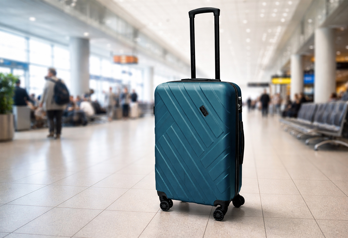 Βλέπουμε τη βαλίτσα σε ένα αεροδρόμιο.